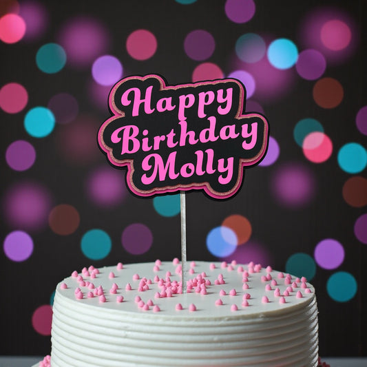 Happy Birthday in 3D Cake Topper - customized name