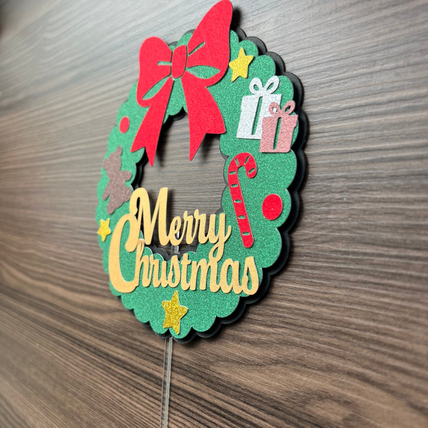 Merry Christmas Wreath Cake Topper