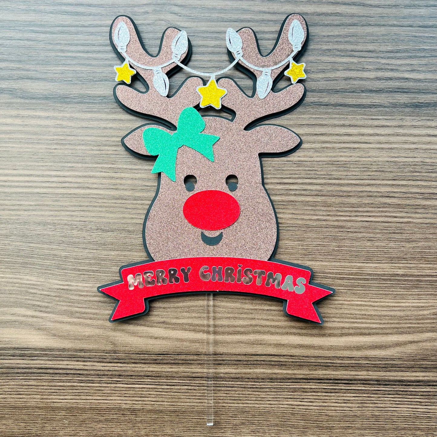 Merry Christmas Rudolf Cake Toper