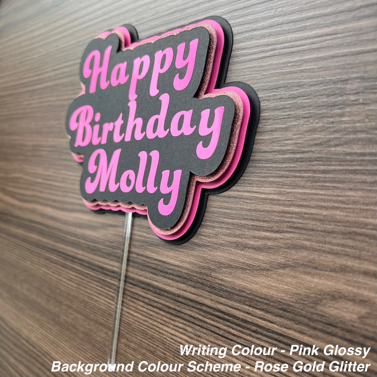 Happy Birthday in 3D Cake Topper - customized name