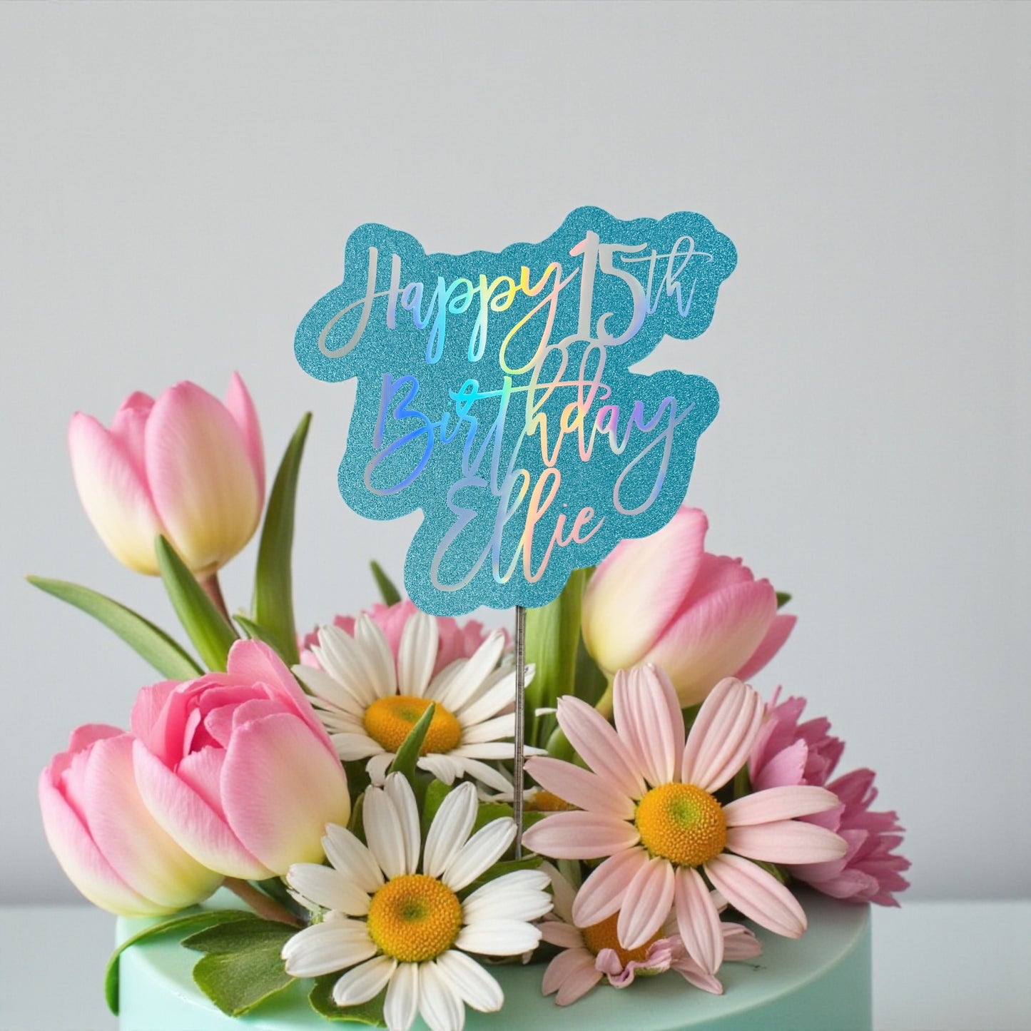 Happy Birthday Cake Topper - customized year and name