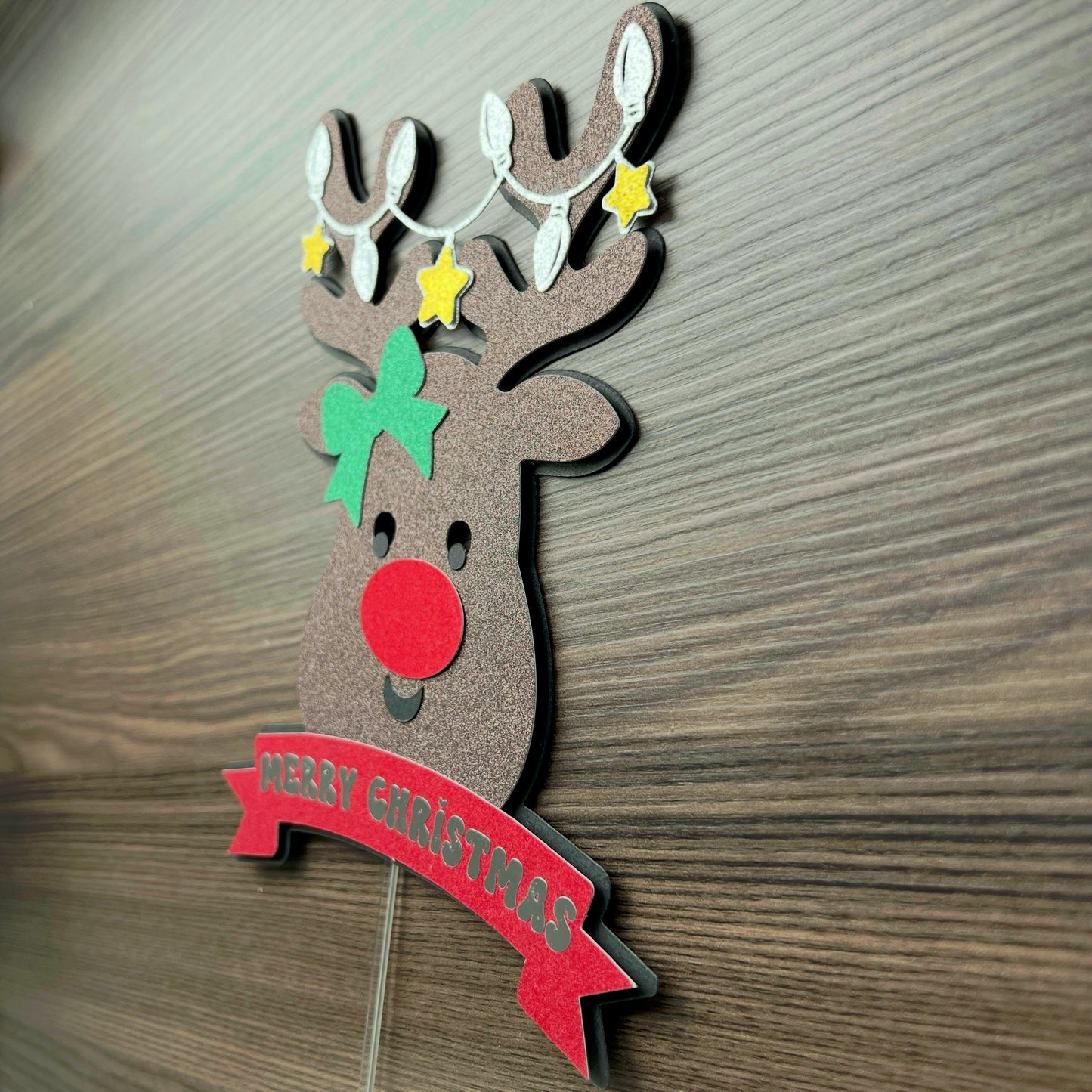 Merry Christmas Rudolf Cake Toper