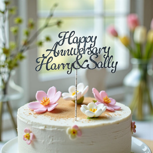 Happy Anniversary Cake Topper - customize two names