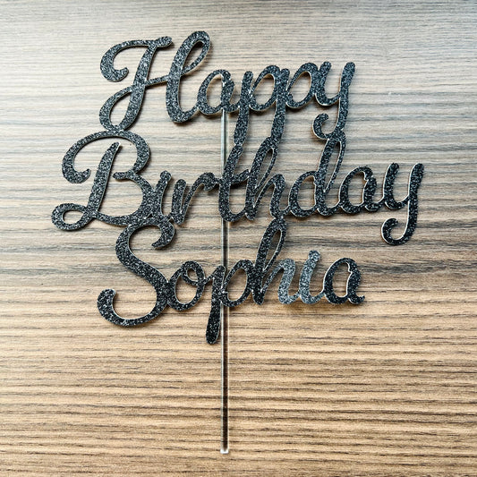 Happy Birthday Cake Topper - customized name
