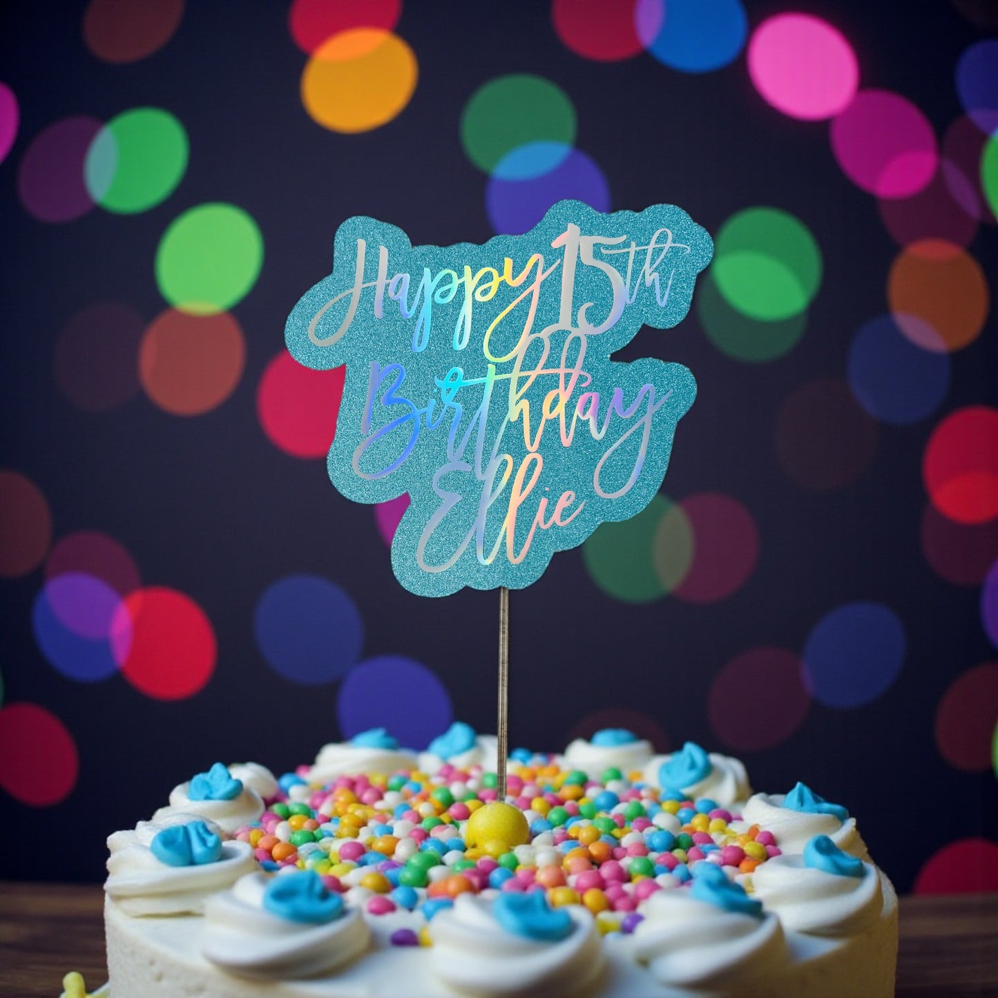 Happy Birthday Cake Topper - customized year and name