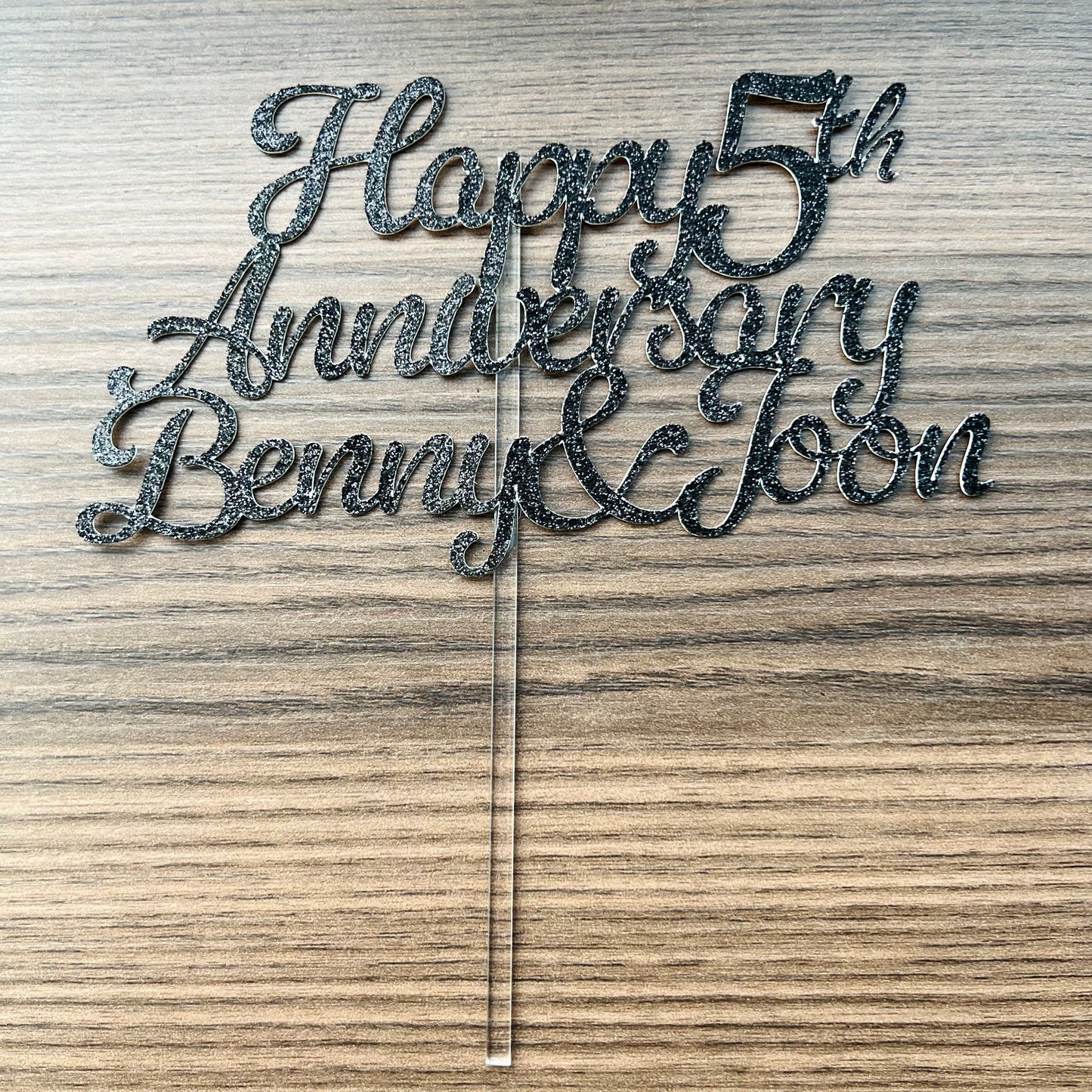 Happy Anniversary Cake Topper - customized year and two names