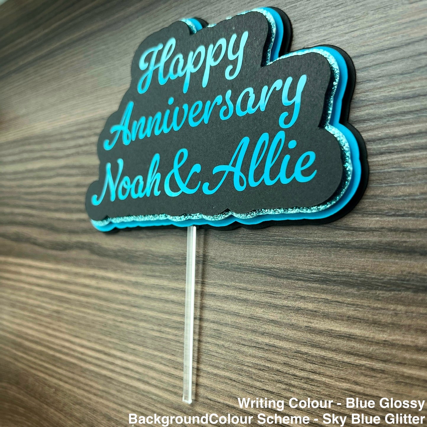 Happy Anniversary 3D Cake Topper - customized two names