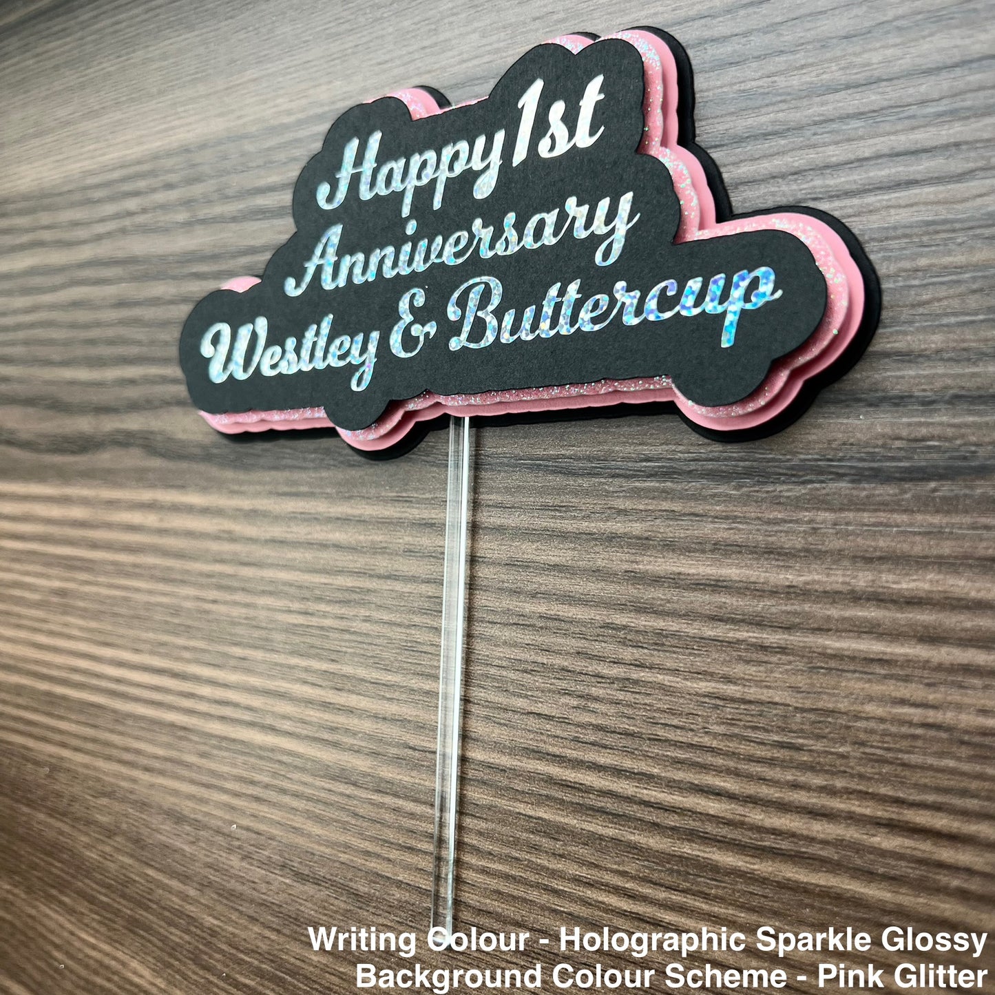 Happy Anniversary 3D Cake Topper - customized year and names