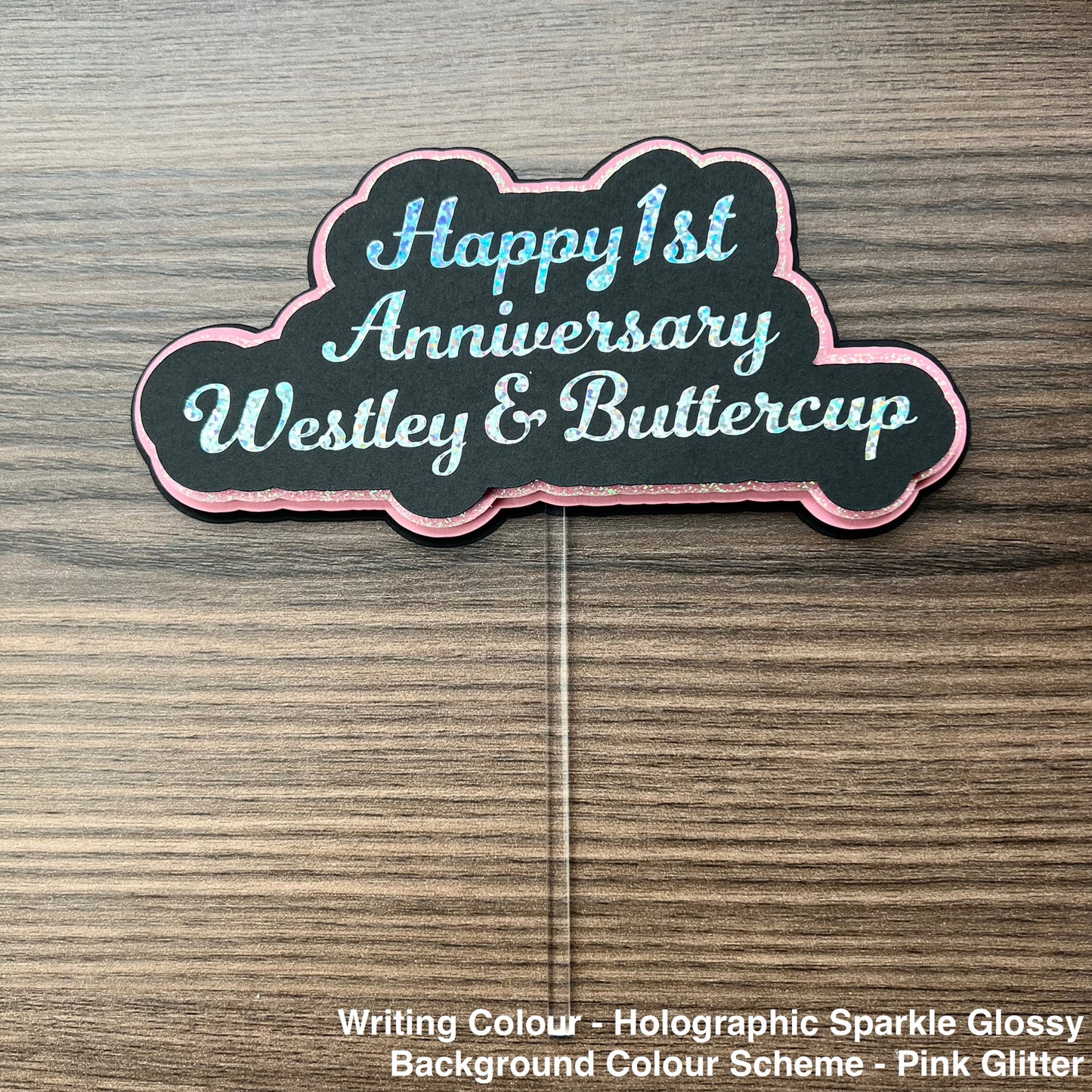 Happy Anniversary 3D Cake Topper - customized year and names