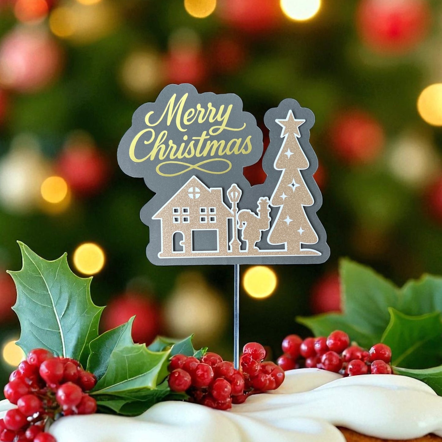 Merry Christmas Cake Topper