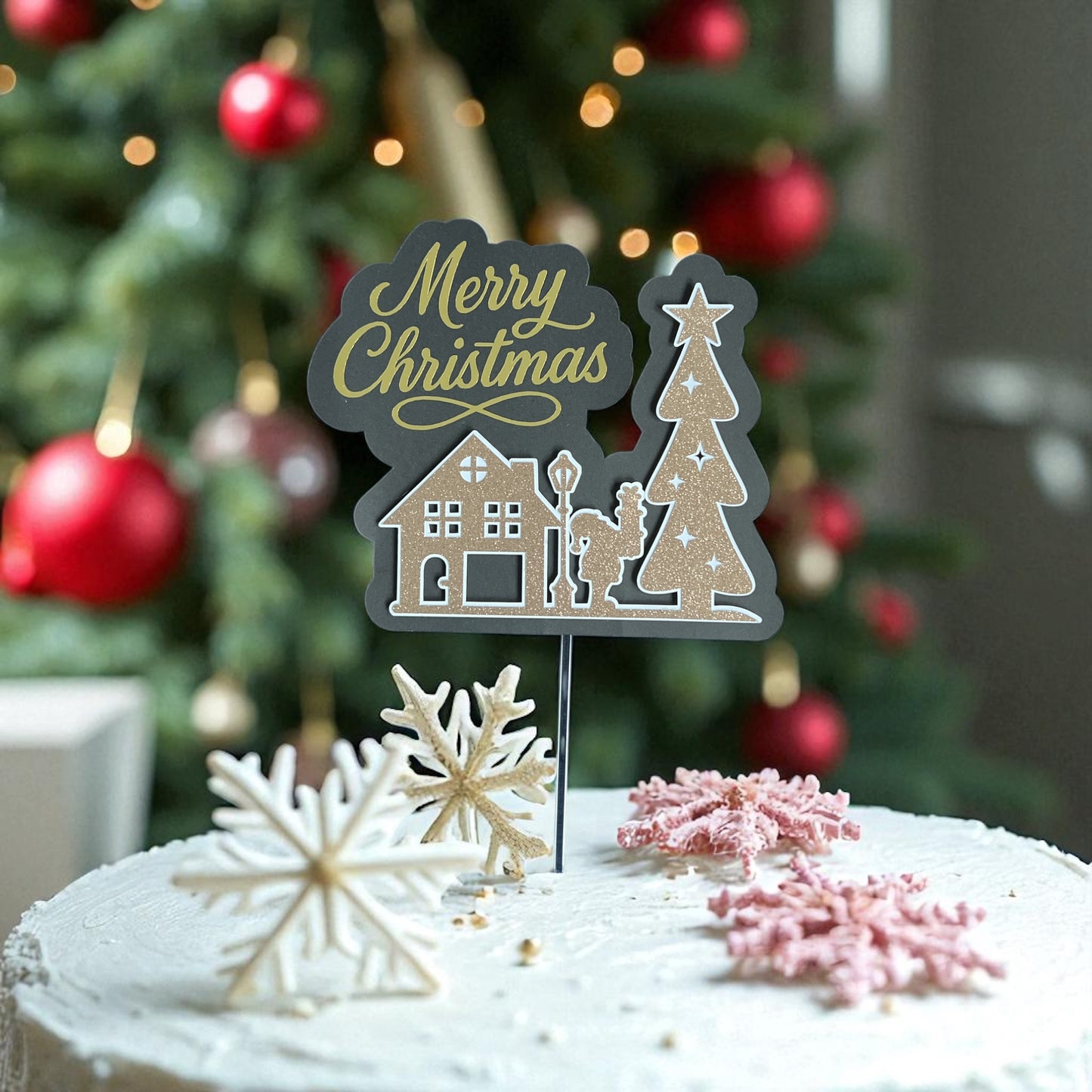 Merry Christmas Cake Topper