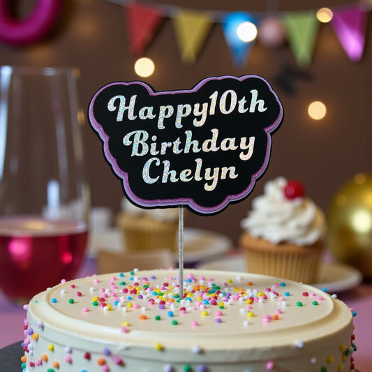 Happy Birthday 3D Cake Topper - customized year and name