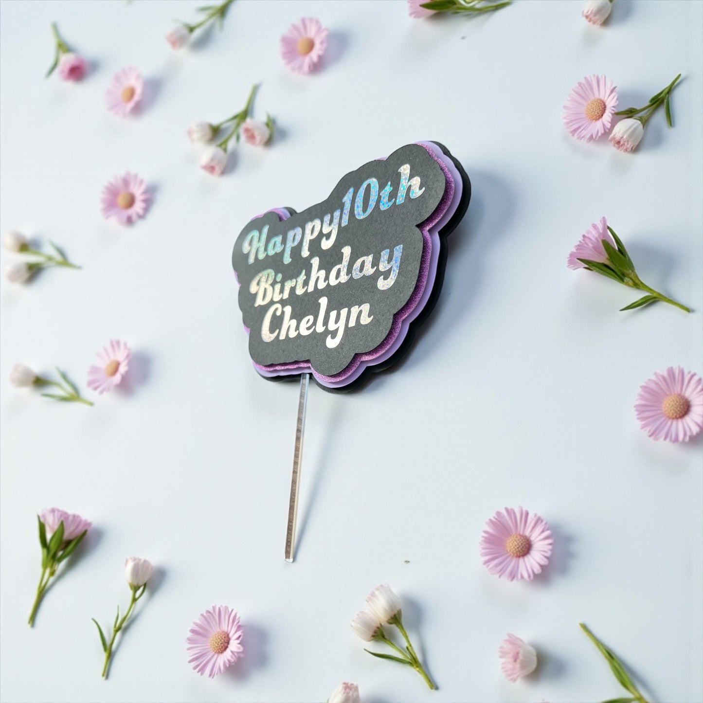 Happy Birthday 3D Cake Topper - customized year and name