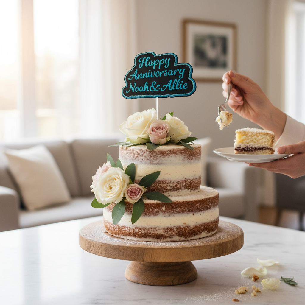 Happy Anniversary 3D Cake Topper - customized two names