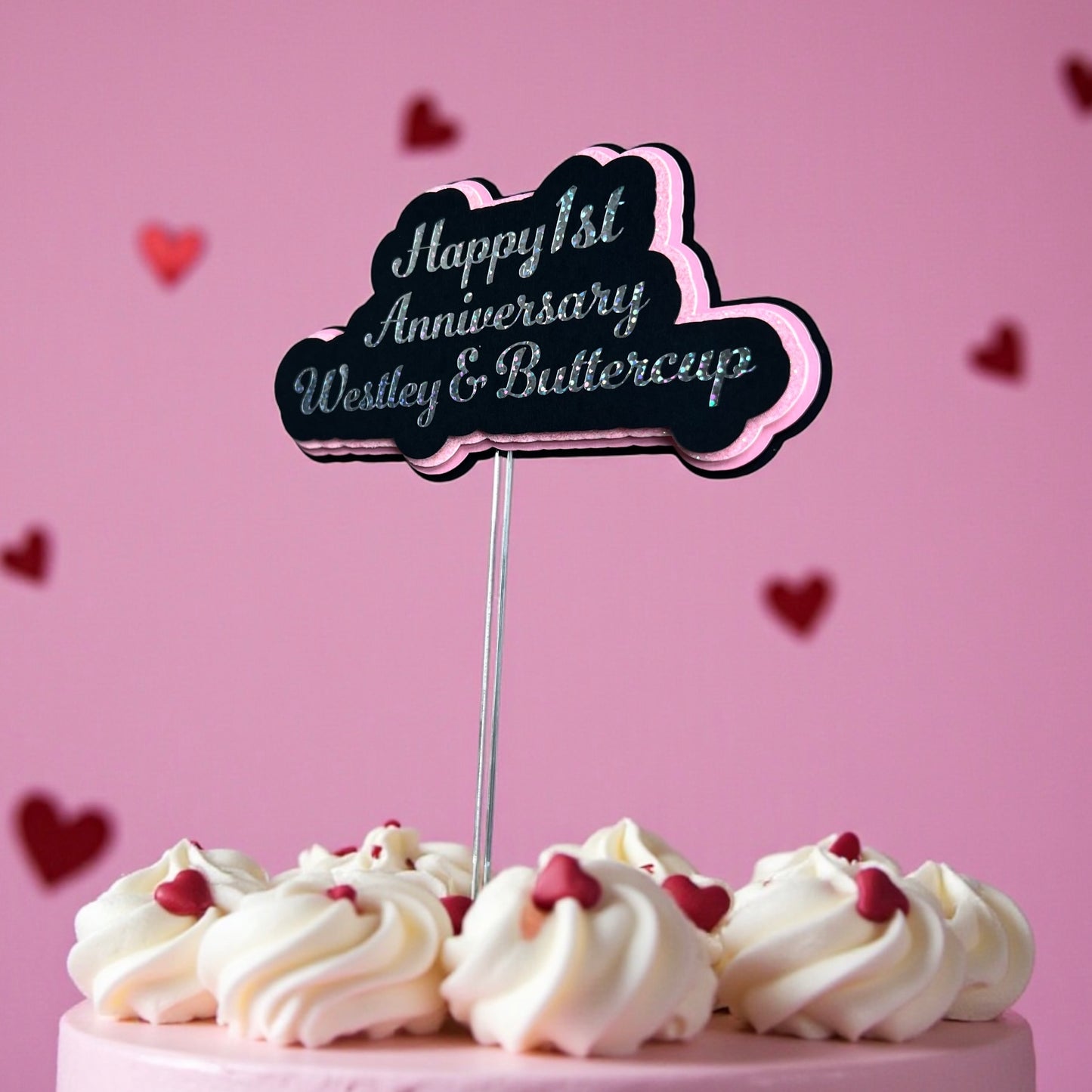 Happy Anniversary 3D Cake Topper - customized year and names