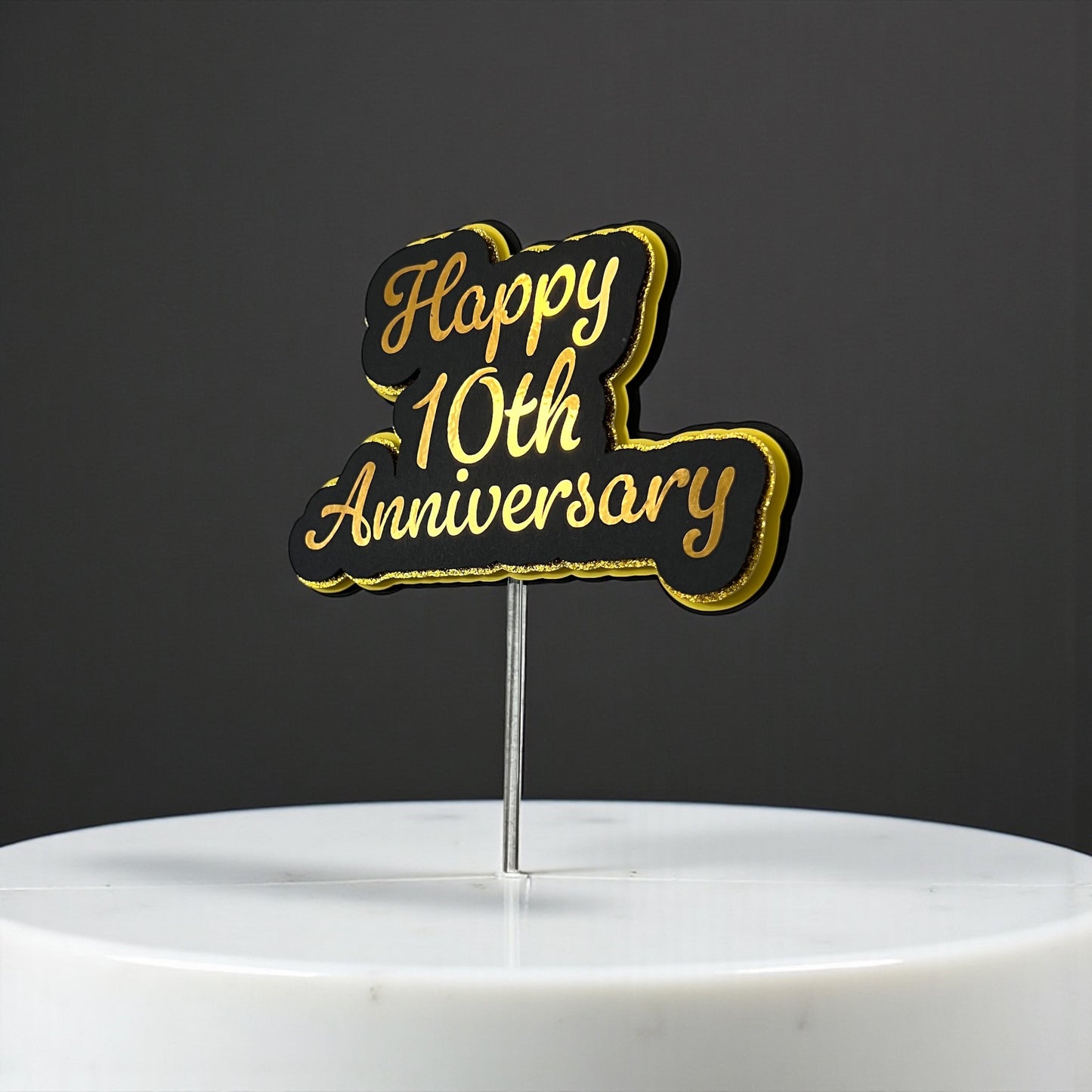 Happy Anniversary 3D Cake Topper - customized year
